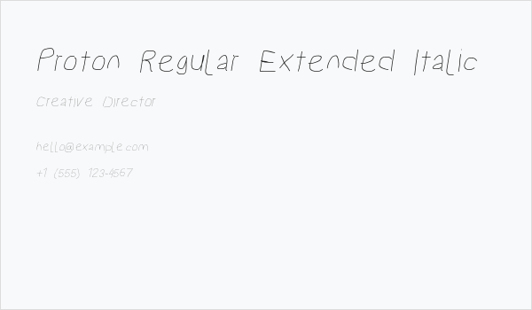 Proton Regular Extended Italic Business Card