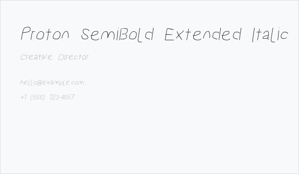Proton SemiBold Extended Italic Business Card