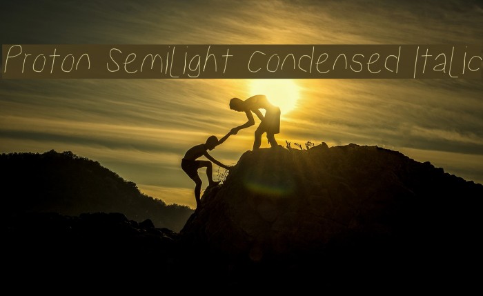 Proton Semilight Condensed Italic Font examples