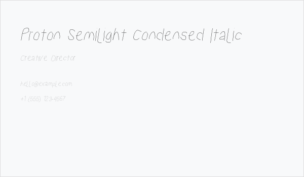 Proton Semilight Condensed Italic Business Card