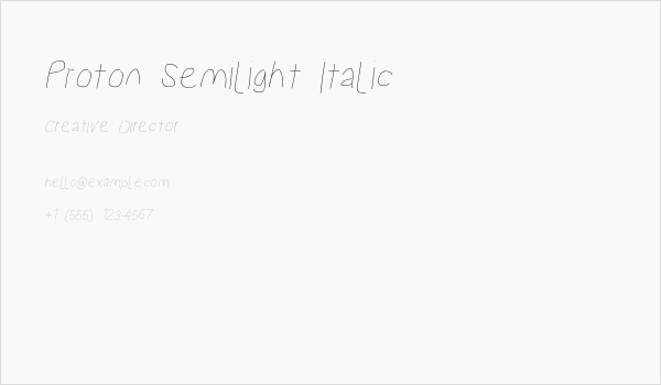 Proton Semilight Italic Business Card