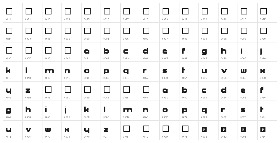 Proudance Regular Character Map