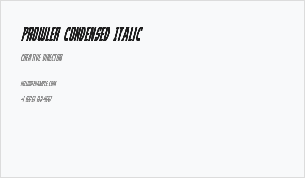 Prowler Condensed Italic Business Card