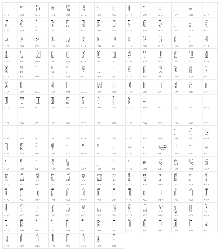 Prowler Outline Regular Character Map