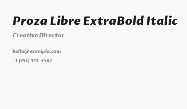 Proza Libre ExtraBold Italic Business Card