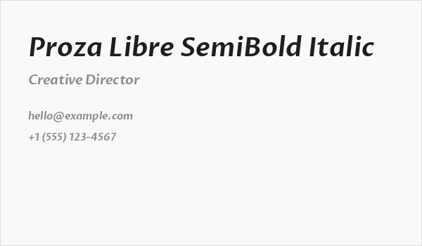 Proza Libre SemiBold Italic Business Card