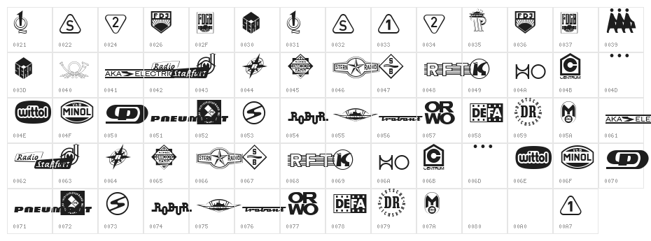 Präsent 60 Character Map