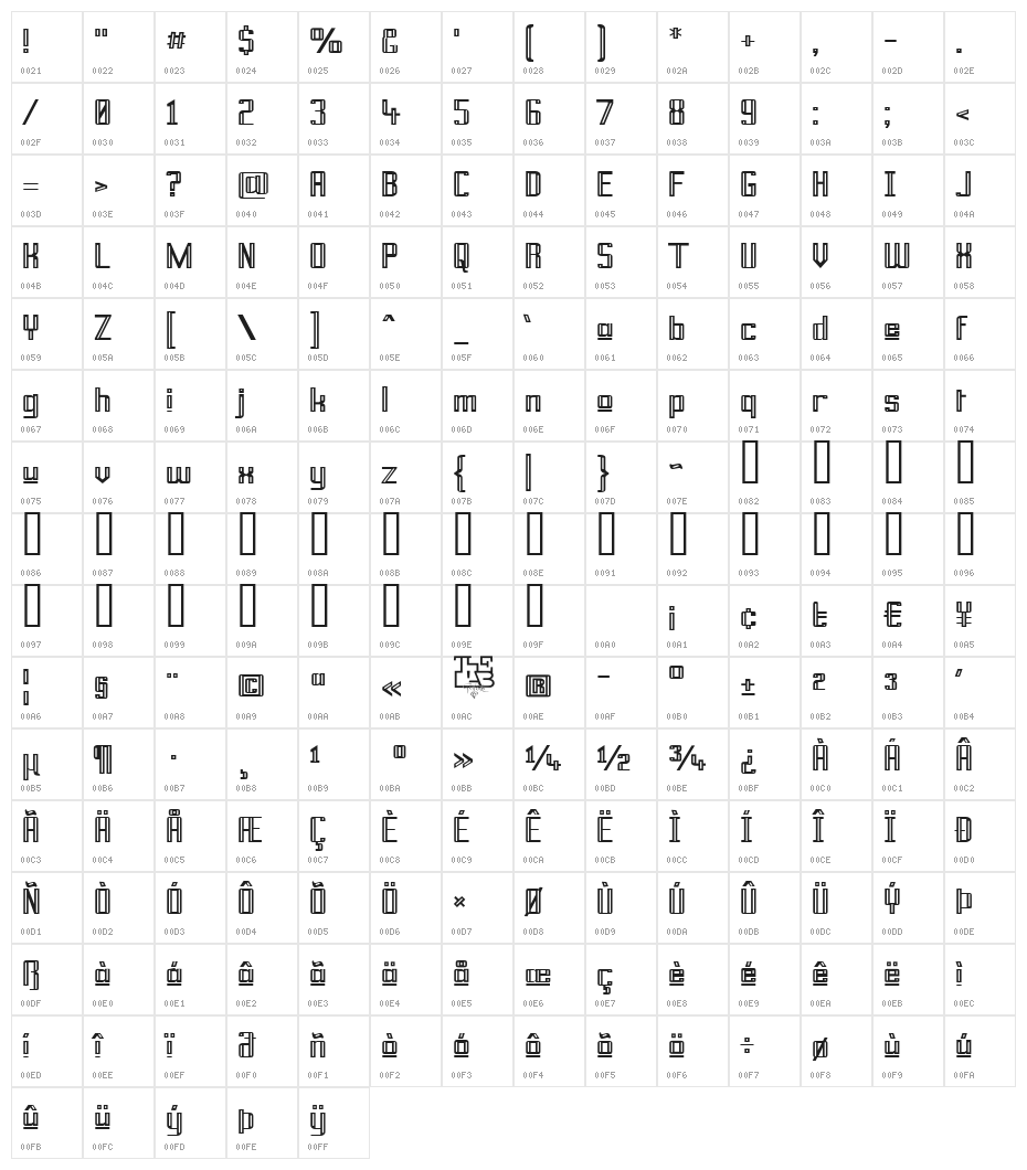 Prussian Brew Upper Character Map