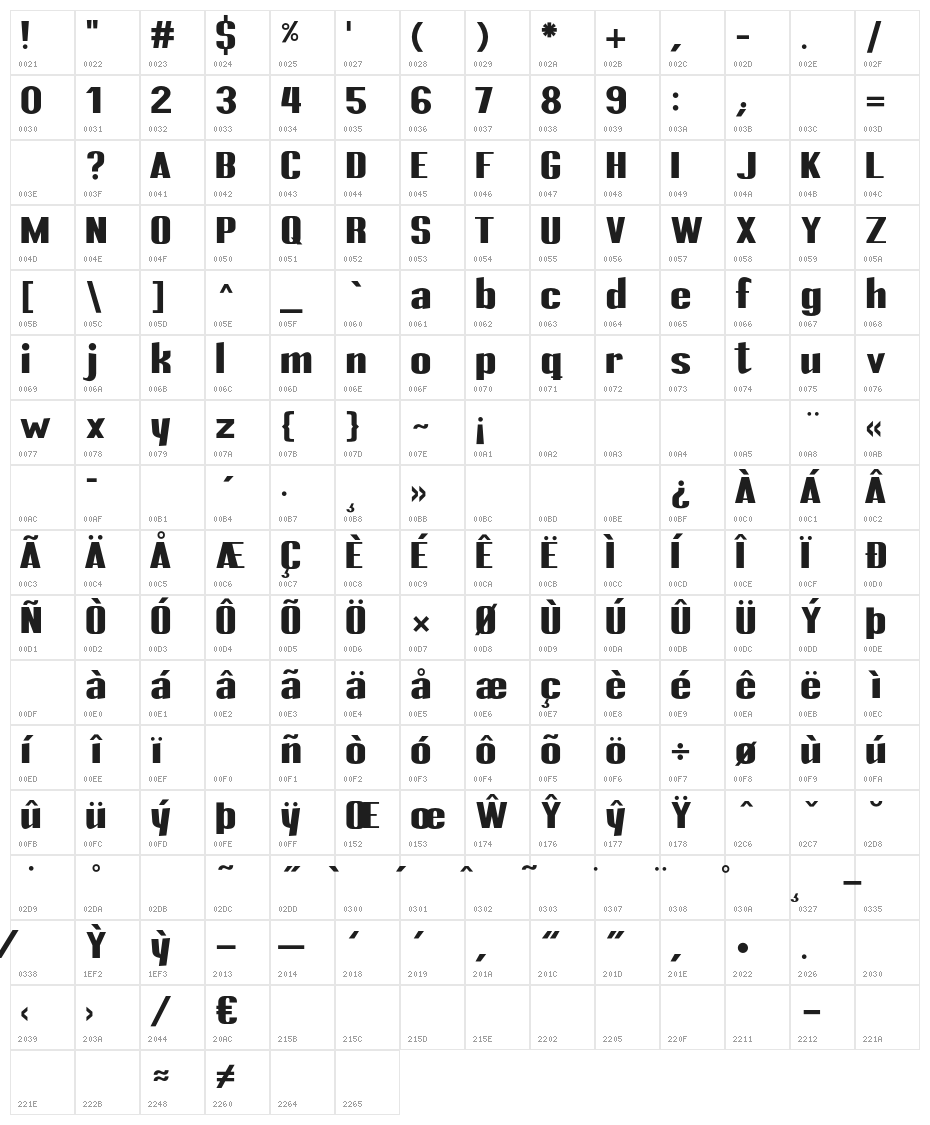 prazo Regular Character Map