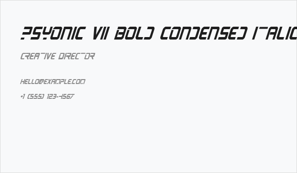 PsYonic VII Bold Condensed Italic Business Card