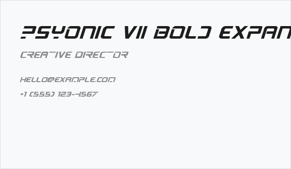 PsYonic VII Bold Expanded Italic Business Card