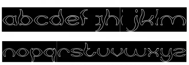 Psychedelic-Hollow-Inverse Font LOWERCASE