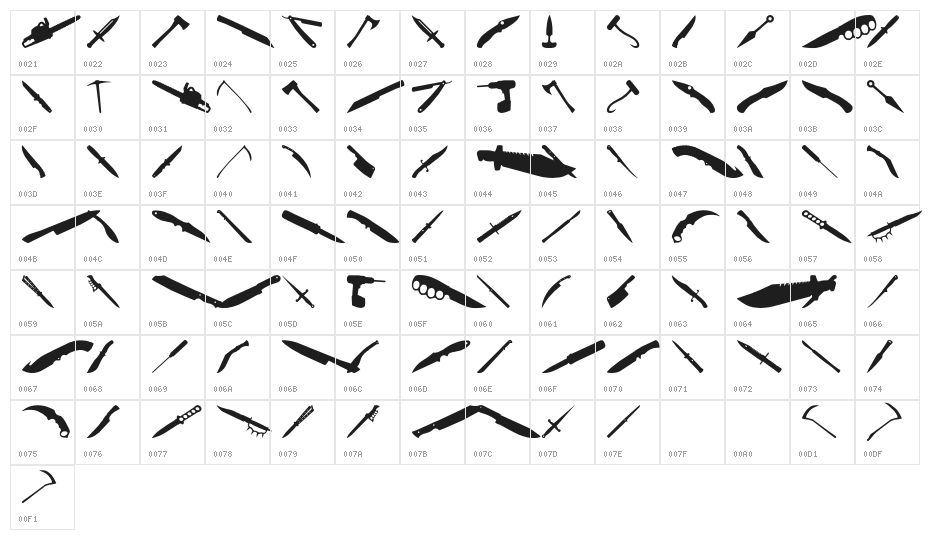 Psycho's Toolshed Character Map