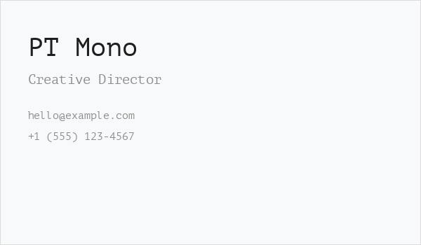 PT Mono Business Card