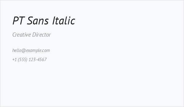 PT Sans Italic Business Card
