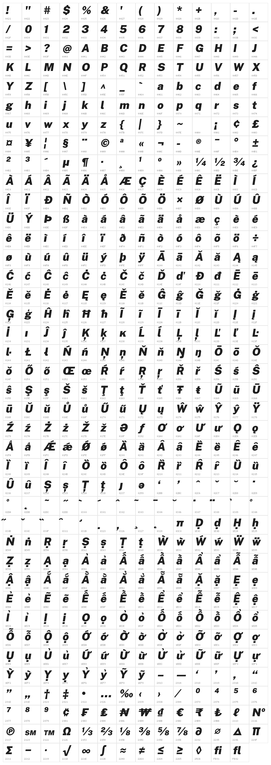 Public Sans Black Italic Character Map