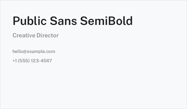 Public Sans SemiBold Business Card