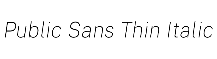 Public Sans Thin Italic Font