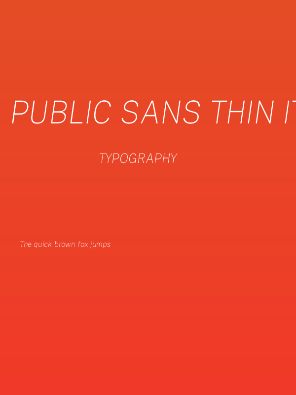 Public Sans Thin Italic Poster