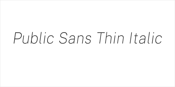 Public Sans Thin Italic Logo