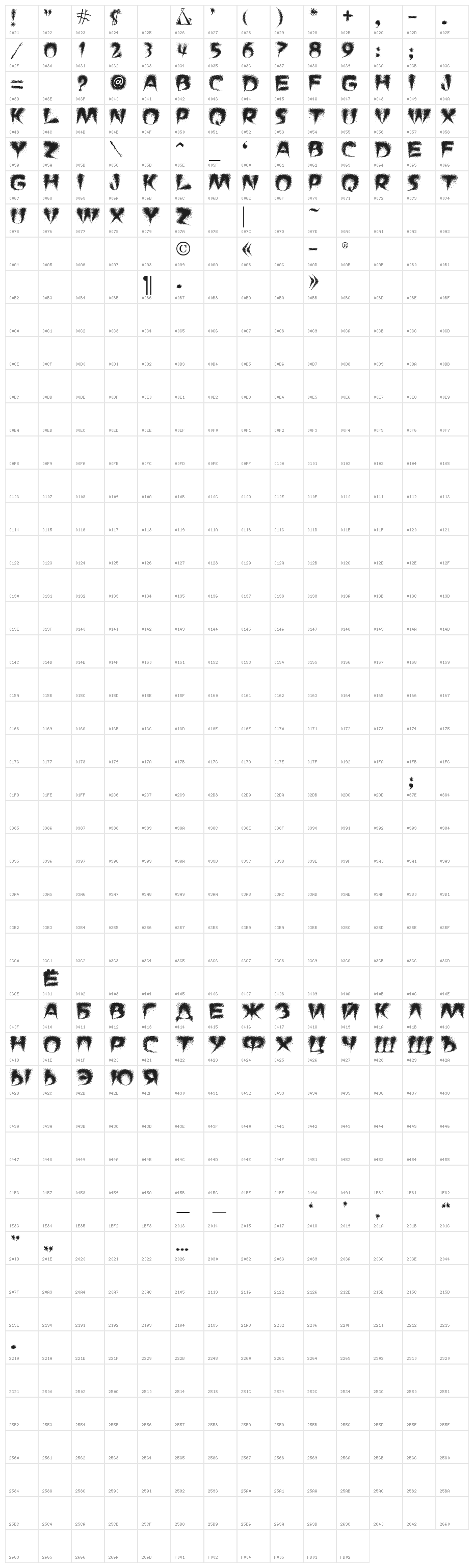 Pucha Smoke Telegraph3 Character Map