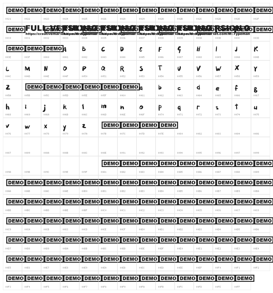Puckipsy Character Map