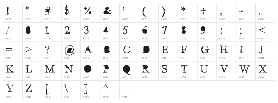 Pudmonkey ShrapnelFree Character Map