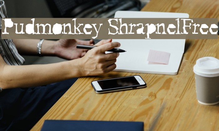 Pudmonkey ShrapnelFree Font examples