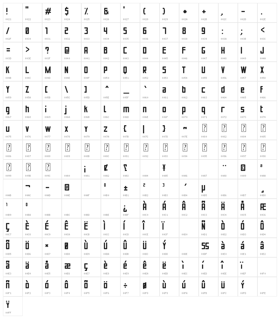 Puente Bueno St Character Map