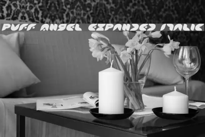 Puff Angel Expanded Italic Font examples