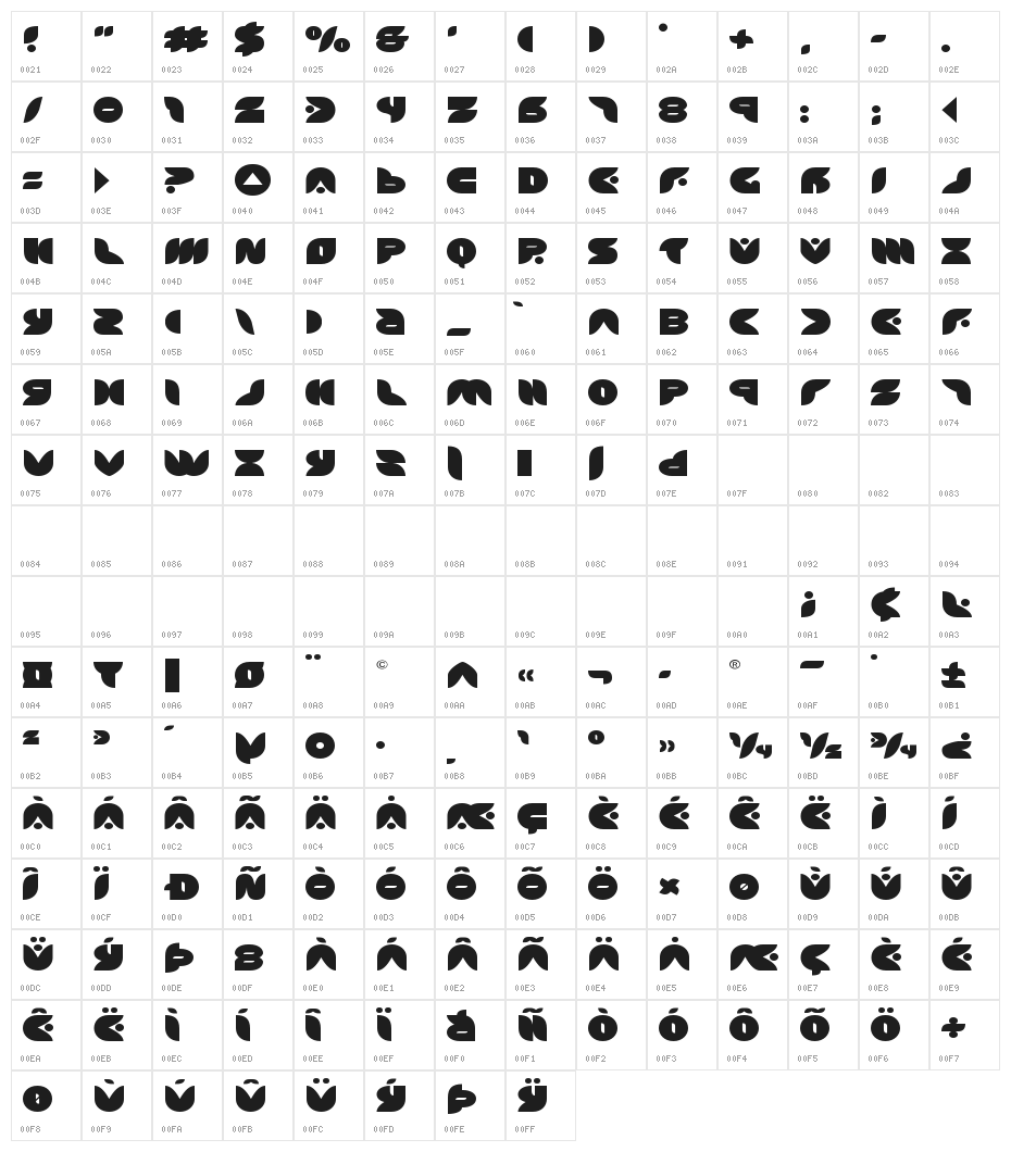 Puff Angel Expanded Character Map