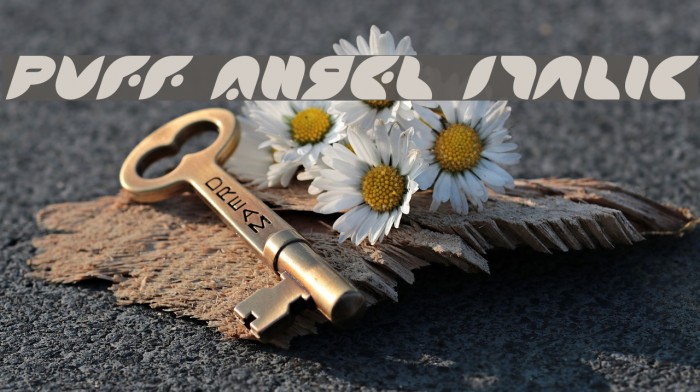 Puff Angel Italic Font examples