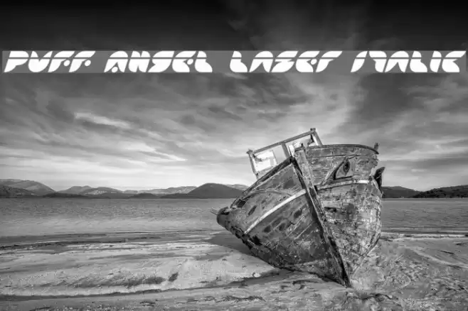 Puff Angel Laser Italic Font examples