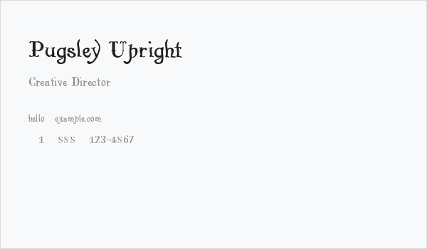 Pugsley Upright Business Card