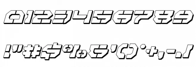 Pulsar Class 3D Italic Font OTHER CHARS