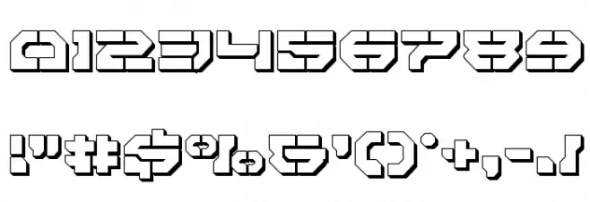Pulsar Class 3D Font OTHER CHARS