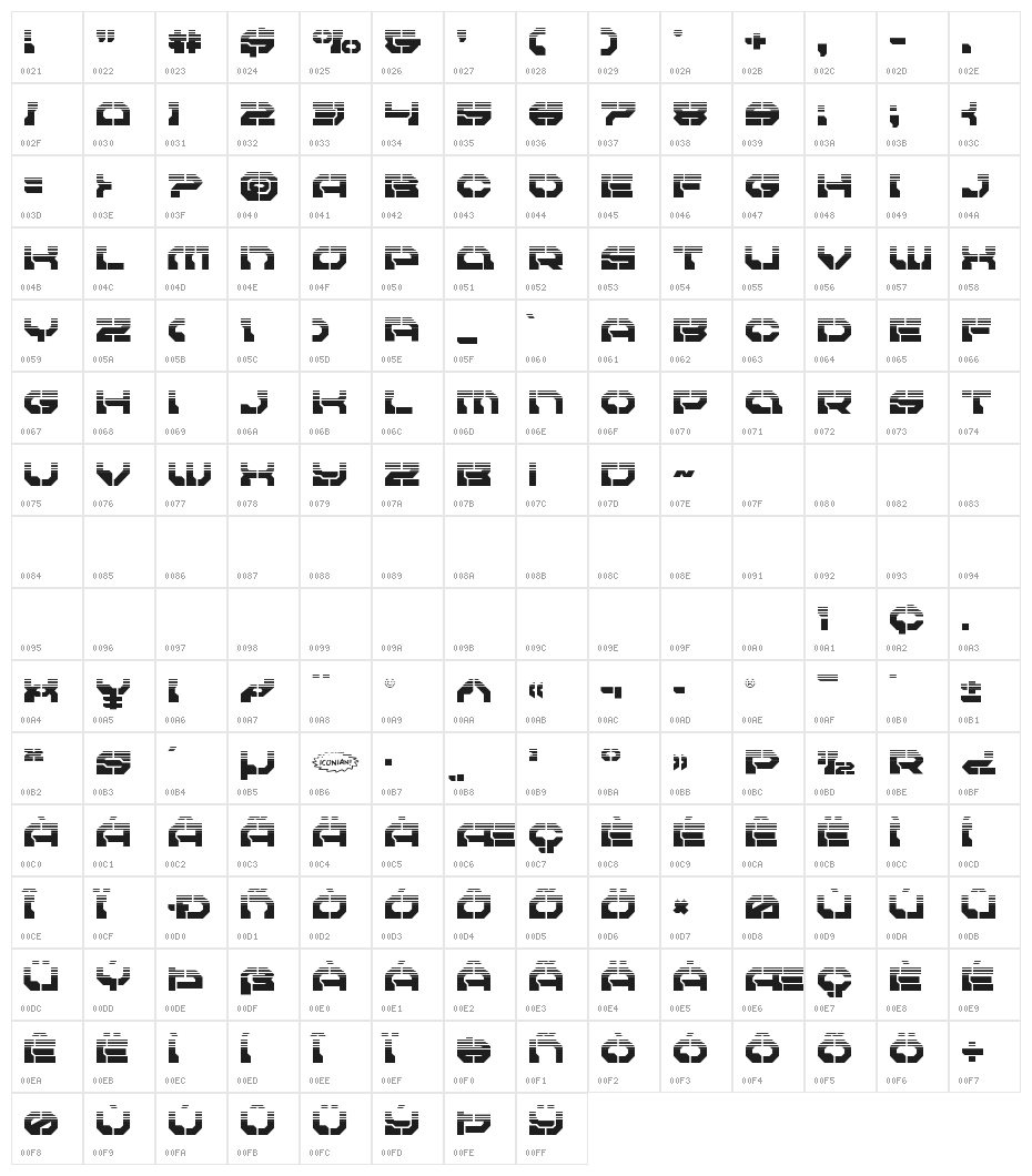 Pulsar Class Halftone Character Map