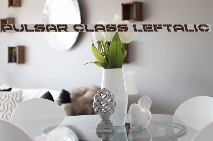 Pulsar Class Leftalic Font examples