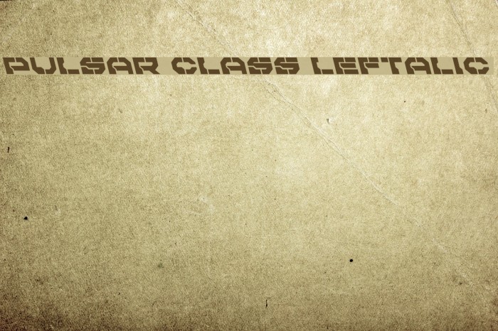 Pulsar Class Leftalic Font examples