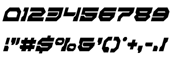 Pulsar Class Solid Condensed Italic Font OTHER CHARS