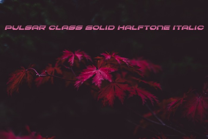 Pulsar Class Solid Halftone Italic Font examples