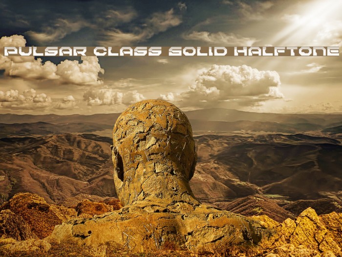 Pulsar Class Solid Halftone Font examples