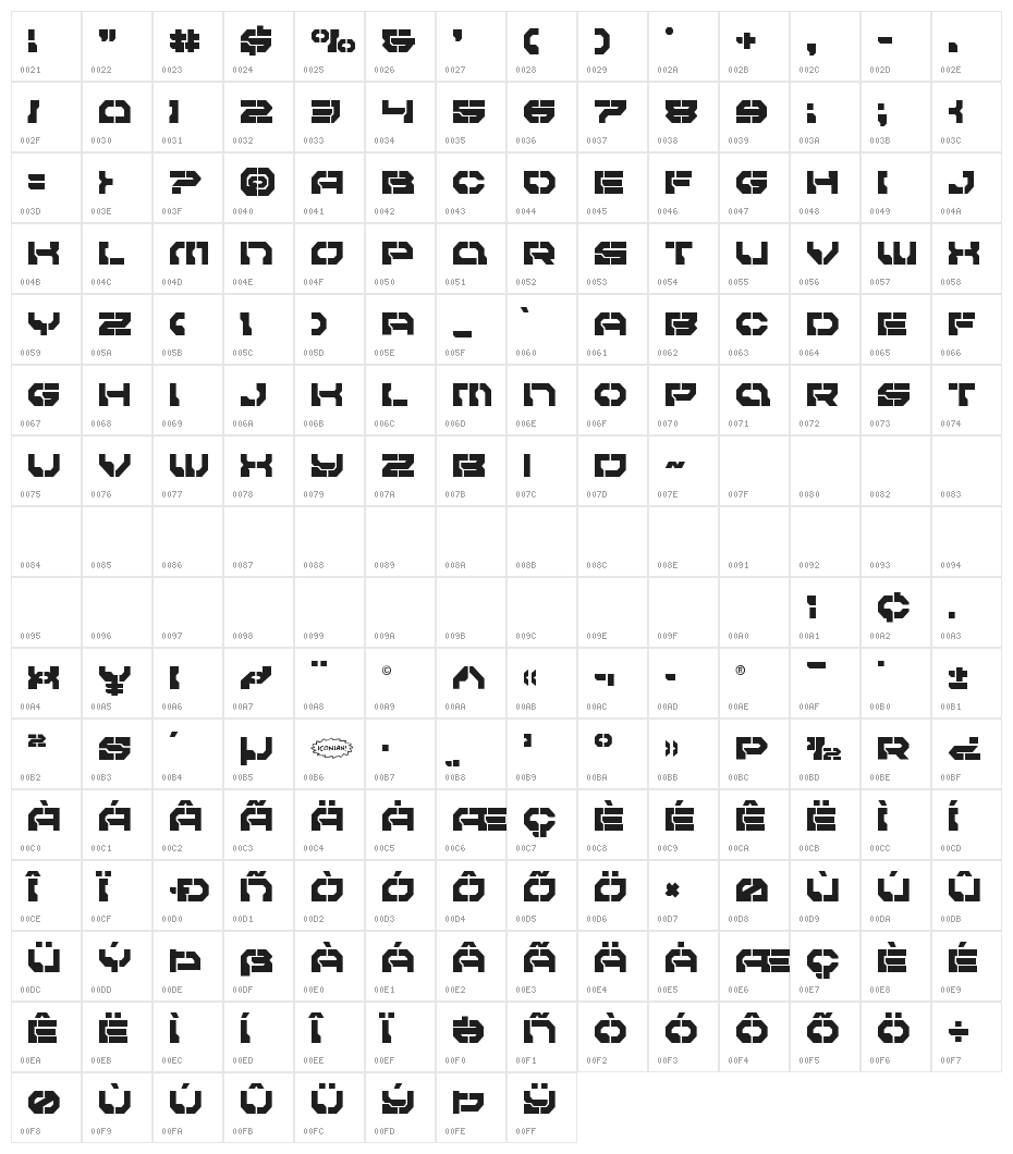 Pulsar Class Title Character Map