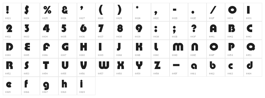 Pump Rus Character Map