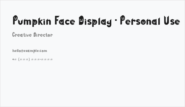 Pumpkin Face Display - Personal Use Business Card
