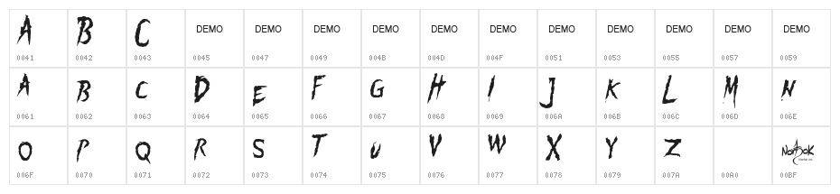 Pumpkinhead DEMO Character Map