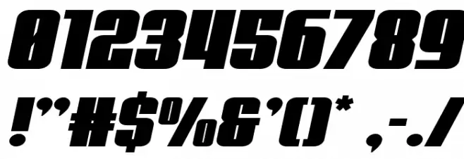 Punch Expanded Italic Font OTHER CHARS