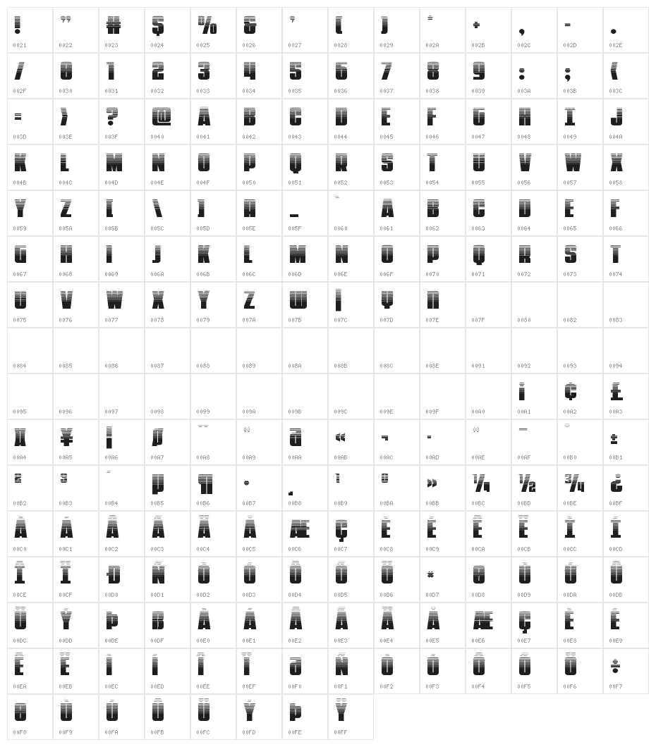 Punch Halftone Character Map