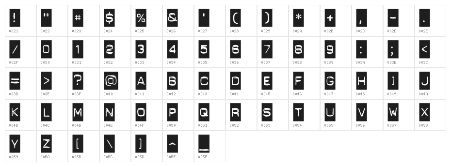 Punch Label Character Map