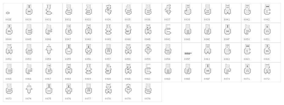 Punched Out Regular Character Map